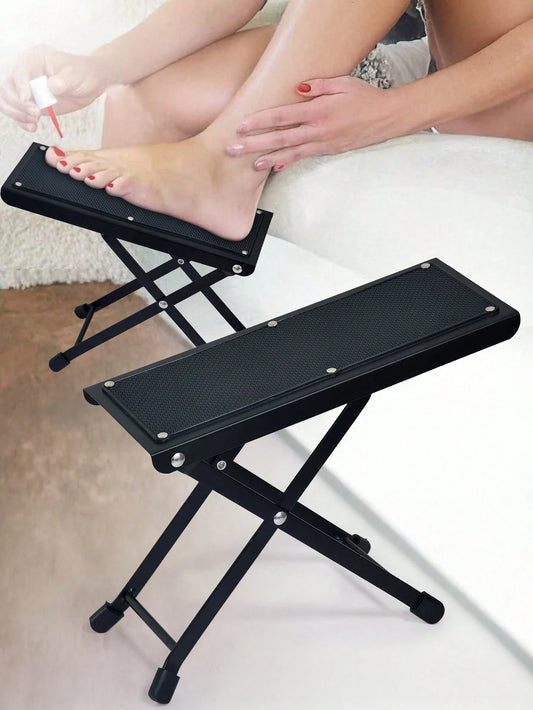 1pc Adjustable 3-Leg Foot Rest Pedicure Stool, Non-Slip Rubber Toe Nail Care Stand, Foldable Metal Foot Rest Platform