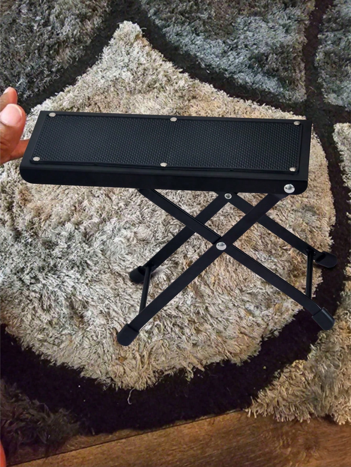 1pc Adjustable 3-Leg Foot Rest Pedicure Stool, Non-Slip Rubber Toe Nail Care Stand, Foldable Metal Foot Rest Platform