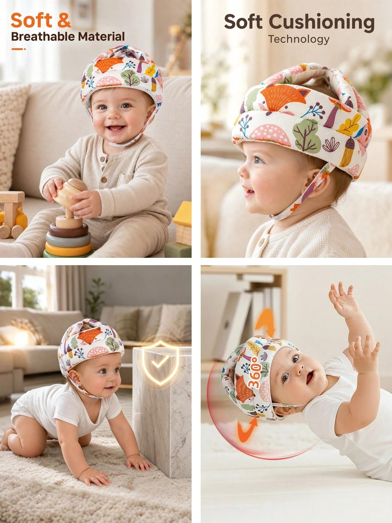 1pc Anti-Fall Baby Head Protection Hat, Toddler Walking Safety Helmet, Adjustable Size, Breathable Mesh, Anti-Collision Head Guard For Babies 8-36 Months, Baby Walking Protection Pillow Helmet