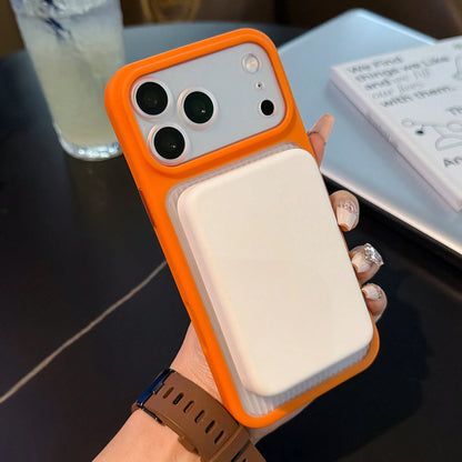 1pc Apple 17 Ice Mist Striped Corrugated Anti-Slip Skin-Feel Magnetic 2-In-1 Frame Phone Case