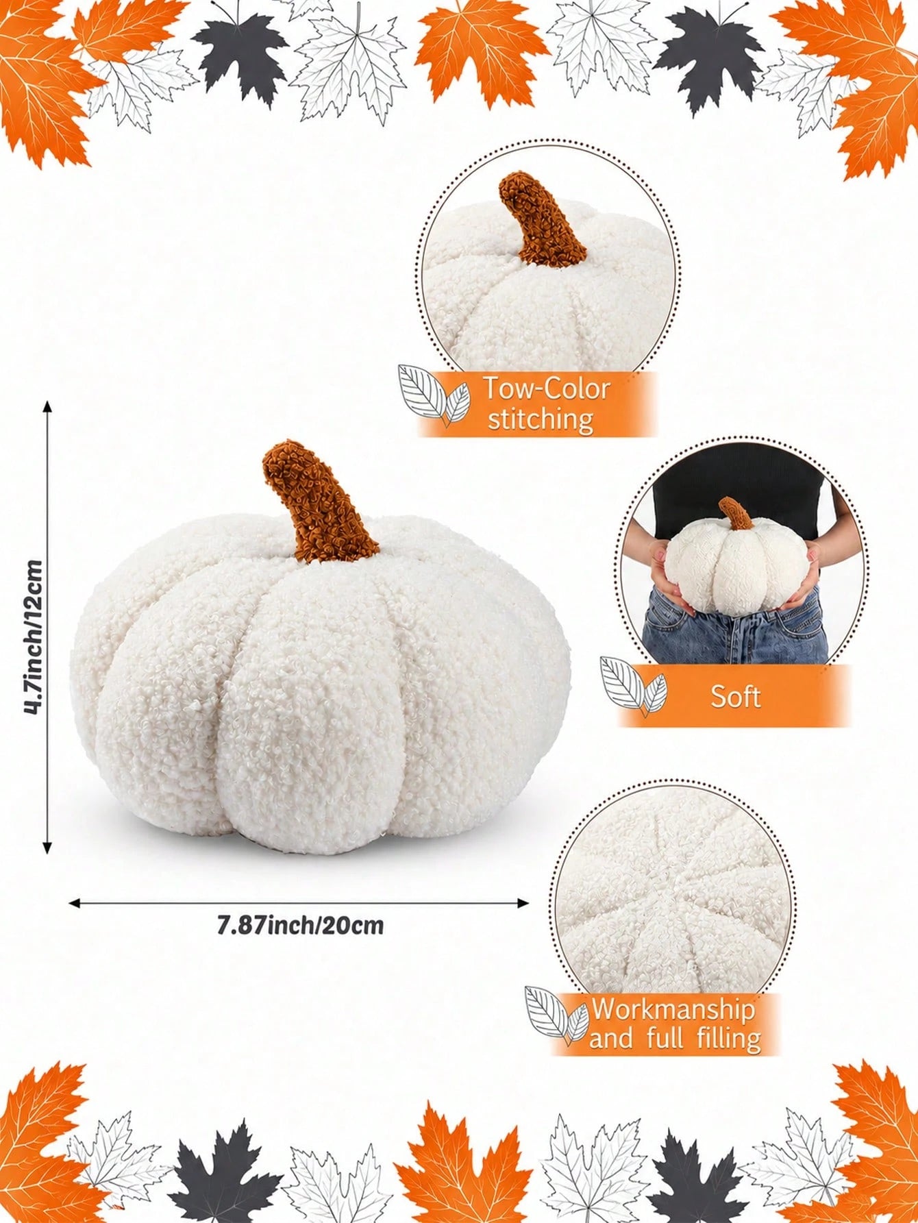 1pc Autumn Pumpkin Cushions, Halloween Decorative Pumpkins, Soft-Stuffed Harvest Decorations, Ideal For Dining Tables, Shelves, Sofas And Mantelpieces, Thanksgiving Home Decor