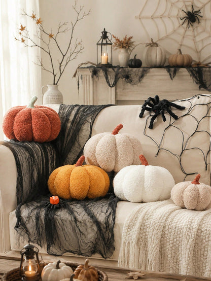 1pc Autumn Pumpkin Cushions, Halloween Decorative Pumpkins, Soft-Stuffed Harvest Decorations, Ideal For Dining Tables, Shelves, Sofas And Mantelpieces, Thanksgiving Home Decor