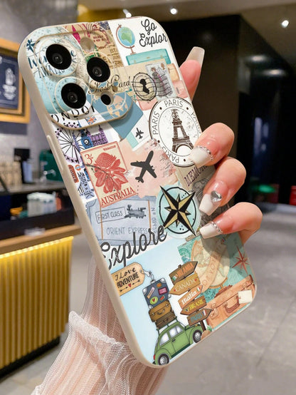 1pc Aviation Fashion Anti-Drop Phone Case Matte Anti-Drop Breathable Suitable For IPhone 16/11/16Pro/16Plus/16ProMax/16E/15ProMax/13/14/12/XS/XR/7G/8P, Galaxy S25/S25Plus/S25 Ultra/A16/A36/A26/A56/A50
