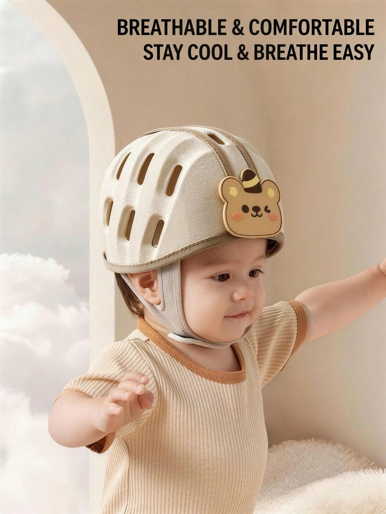 1pc Baby Anti-Fall Head Protection Helmet, Toddler Walking Anti-Collision Headgear, Children Learning To Walk Head Protection Cap, Lightweight And Breathable, Perfect Walking Aid