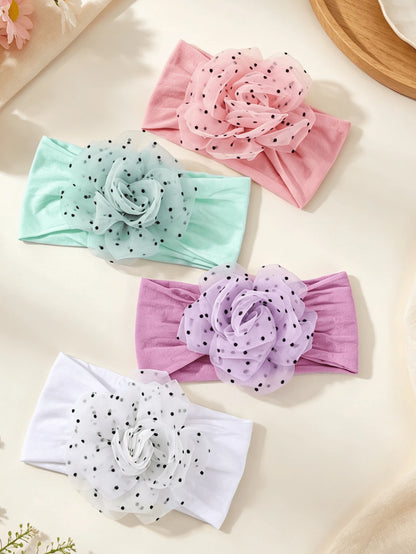 1pc Baby Girl European & American Soft Elastic Comfortable Polka Dot Bow Headband, Suitable For Daily Wear, Holidays And Weddings