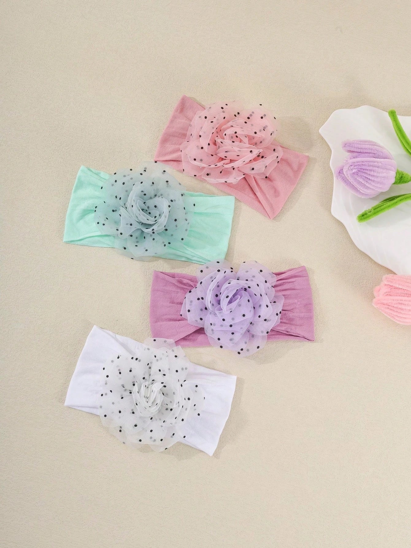 1pc Baby Girl European & American Soft Elastic Comfortable Polka Dot Bow Headband, Suitable For Daily Wear, Holidays And Weddings