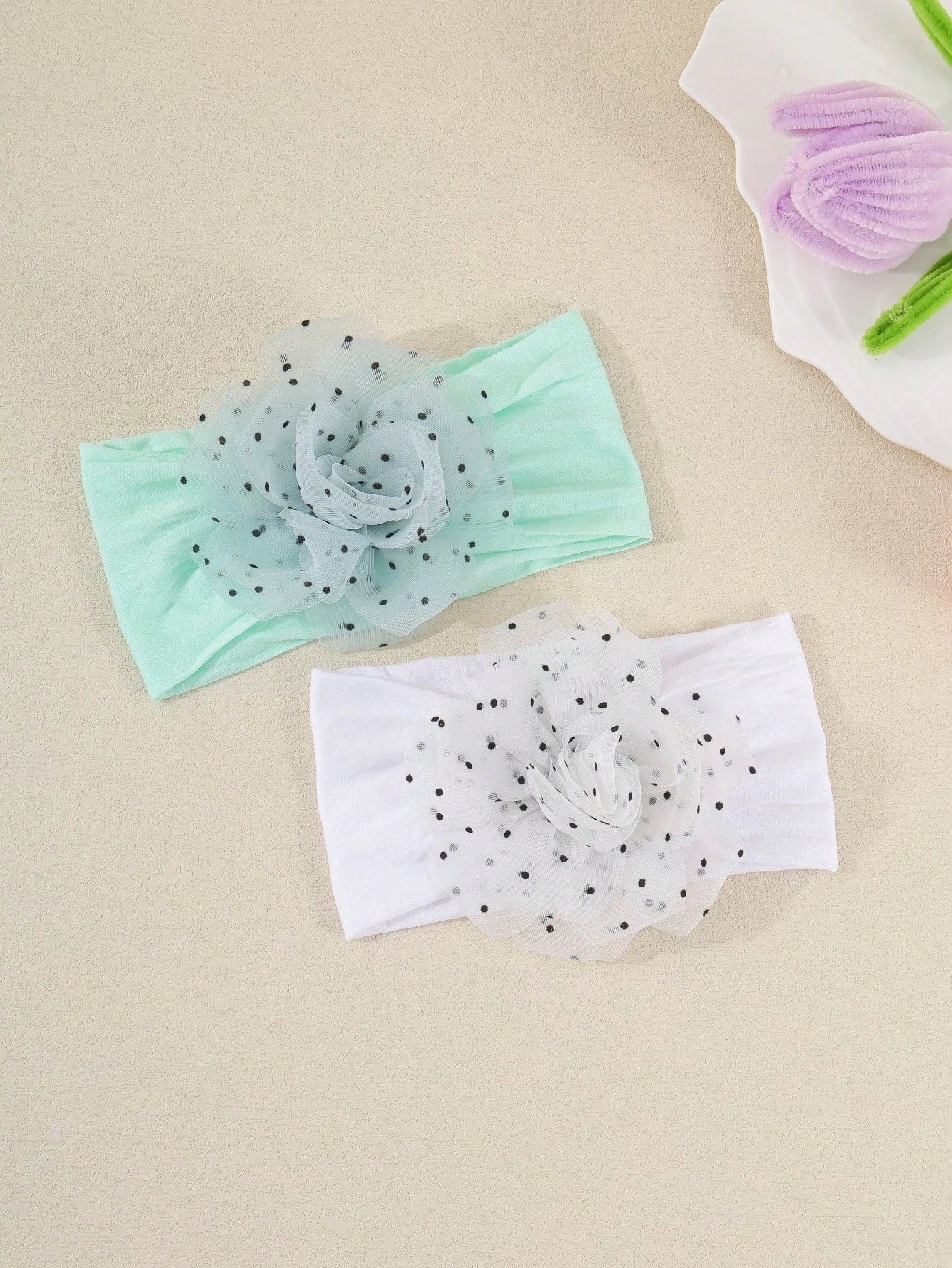 1pc Baby Girl European & American Soft Elastic Comfortable Polka Dot Bow Headband, Suitable For Daily Wear, Holidays And Weddings