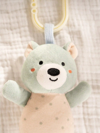 1pc Baby Plush Animal Stuffed Toy Rattle Ornament, Suitable For Car Seat And Stroller, Newborn Gift, Wind Chime, Pendant Decoration For Baby Room, Infant Sensory Soft Toy- Bear, Unicorn, Dinosaur