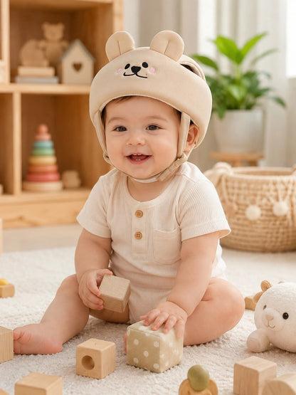 1pc Baby Toddler Soft Head Protector Hat, Cute Adjustable Anti-Bump Head Guard Cap For Crawling, Walking & Indoor Play, Unisex
