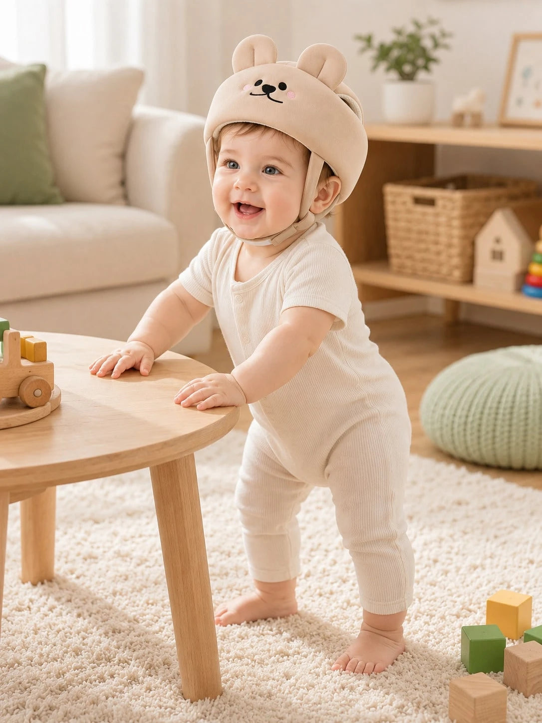 1pc Baby Toddler Soft Head Protector Hat, Cute Adjustable Anti-Bump Head Guard Cap For Crawling, Walking & Indoor Play, Unisex