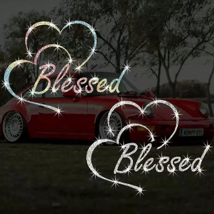 1pc Bling Blessed Heart Reflective Sticker. Waterproof Self-Adhesive Vinyl With Shiny Finish. Easy To Apply, Fits Cars, Luggage And Daily Items, Lovely Decor For Girls.