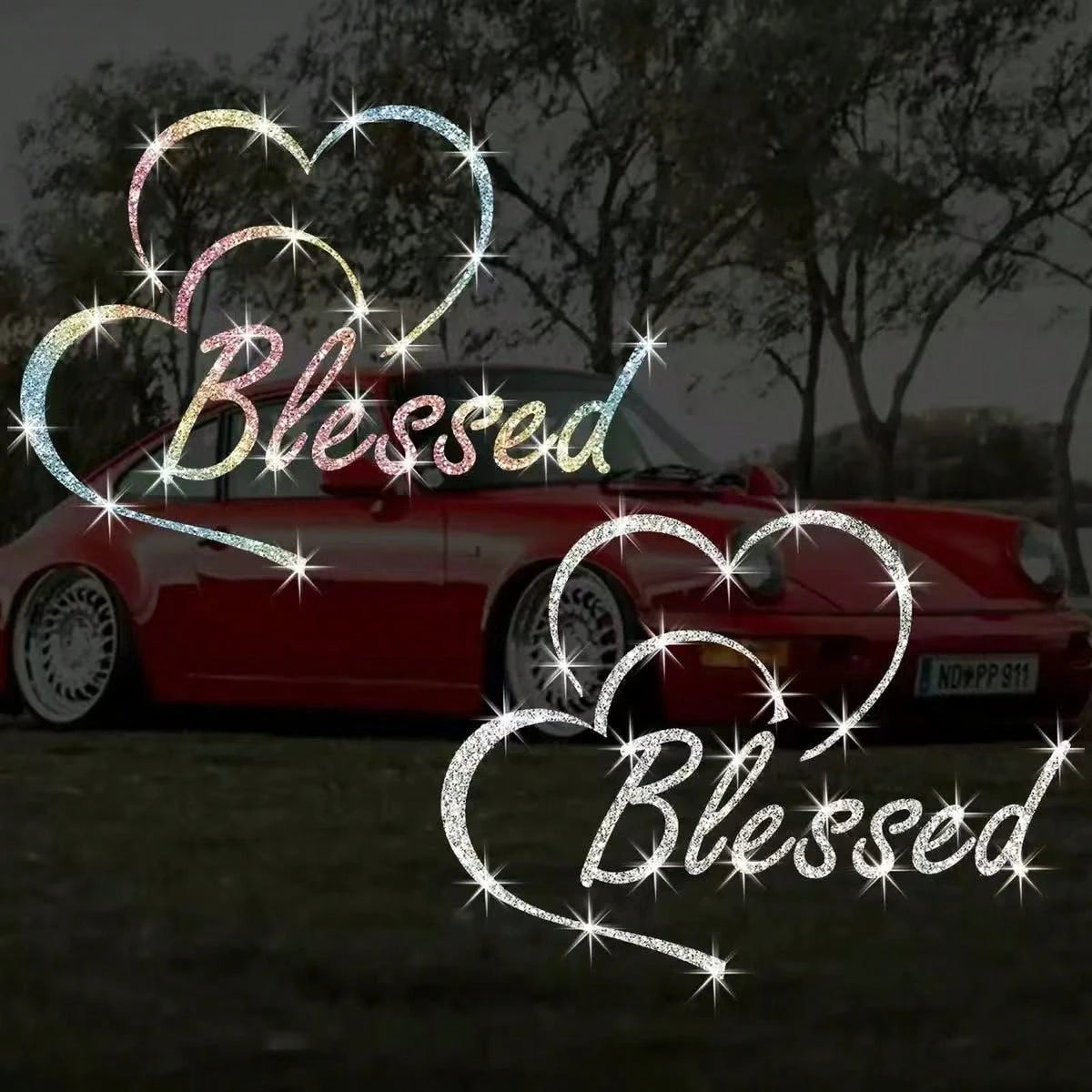 1pc Bling Blessed Heart Reflective Sticker. Waterproof Self-Adhesive Vinyl With Shiny Finish. Easy To Apply, Fits Cars, Luggage And Daily Items, Lovely Decor For Girls.