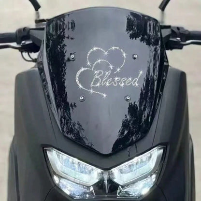 1pc Bling Blessed Heart Reflective Sticker. Waterproof Self-Adhesive Vinyl With Shiny Finish. Easy To Apply, Fits Cars, Luggage And Daily Items, Lovely Decor For Girls.
