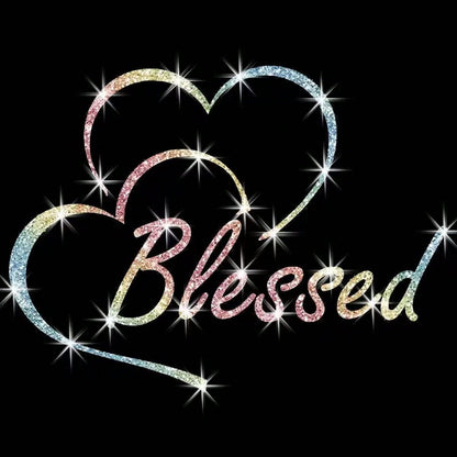 1pc Bling Blessed Heart Reflective Sticker. Waterproof Self-Adhesive Vinyl With Shiny Finish. Easy To Apply, Fits Cars, Luggage And Daily Items, Lovely Decor For Girls.
