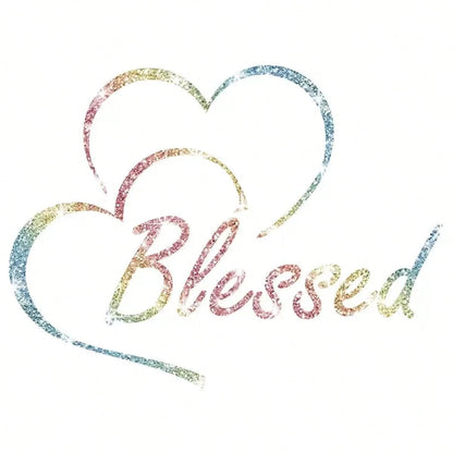 1pc Bling Blessed Heart Reflective Sticker. Waterproof Self-Adhesive Vinyl With Shiny Finish. Easy To Apply, Fits Cars, Luggage And Daily Items, Lovely Decor For Girls.