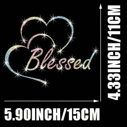 1pc Bling Blessed Heart Reflective Sticker. Waterproof Self-Adhesive Vinyl With Shiny Finish. Easy To Apply, Fits Cars, Luggage And Daily Items, Lovely Decor For Girls.