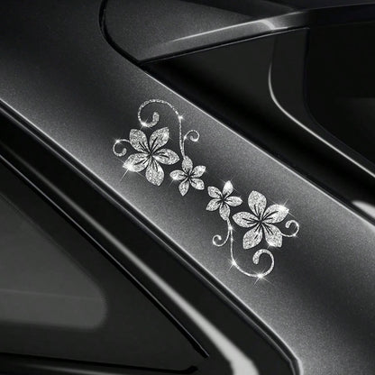 1pc Blooming Flower Pattern Car Shiny Sandblasted Decorative Sticker, Glitter Flower Colorful Decorative Decal For Car Window And Body, Personalized Reflective Sticker, Night Reflective Sticker Strip