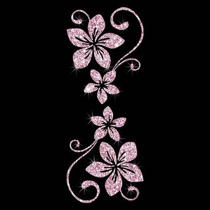 1pc Blooming Flower Pattern Car Shiny Sandblasted Decorative Sticker, Glitter Flower Colorful Decorative Decal For Car Window And Body, Personalized Reflective Sticker, Night Reflective Sticker Strip