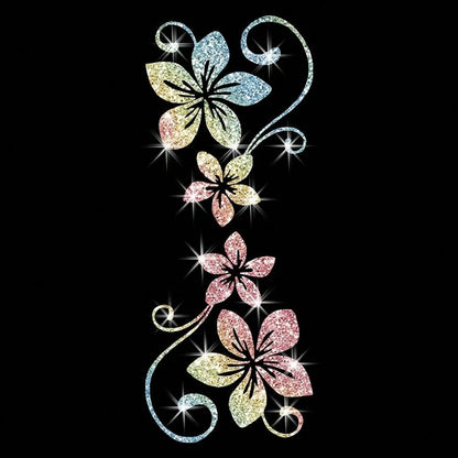 1pc Blooming Flower Pattern Car Shiny Sandblasted Decorative Sticker, Glitter Flower Colorful Decorative Decal For Car Window And Body, Personalized Reflective Sticker, Night Reflective Sticker Strip