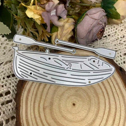 1pc Boat And Paddle Cutting Die, Boat And Paddle Die Cut, DIY Scrapbook Artist Metal Cutting Die Template, New Handmade Die, Suitable For Scrapbooking, Card Making, Embossing