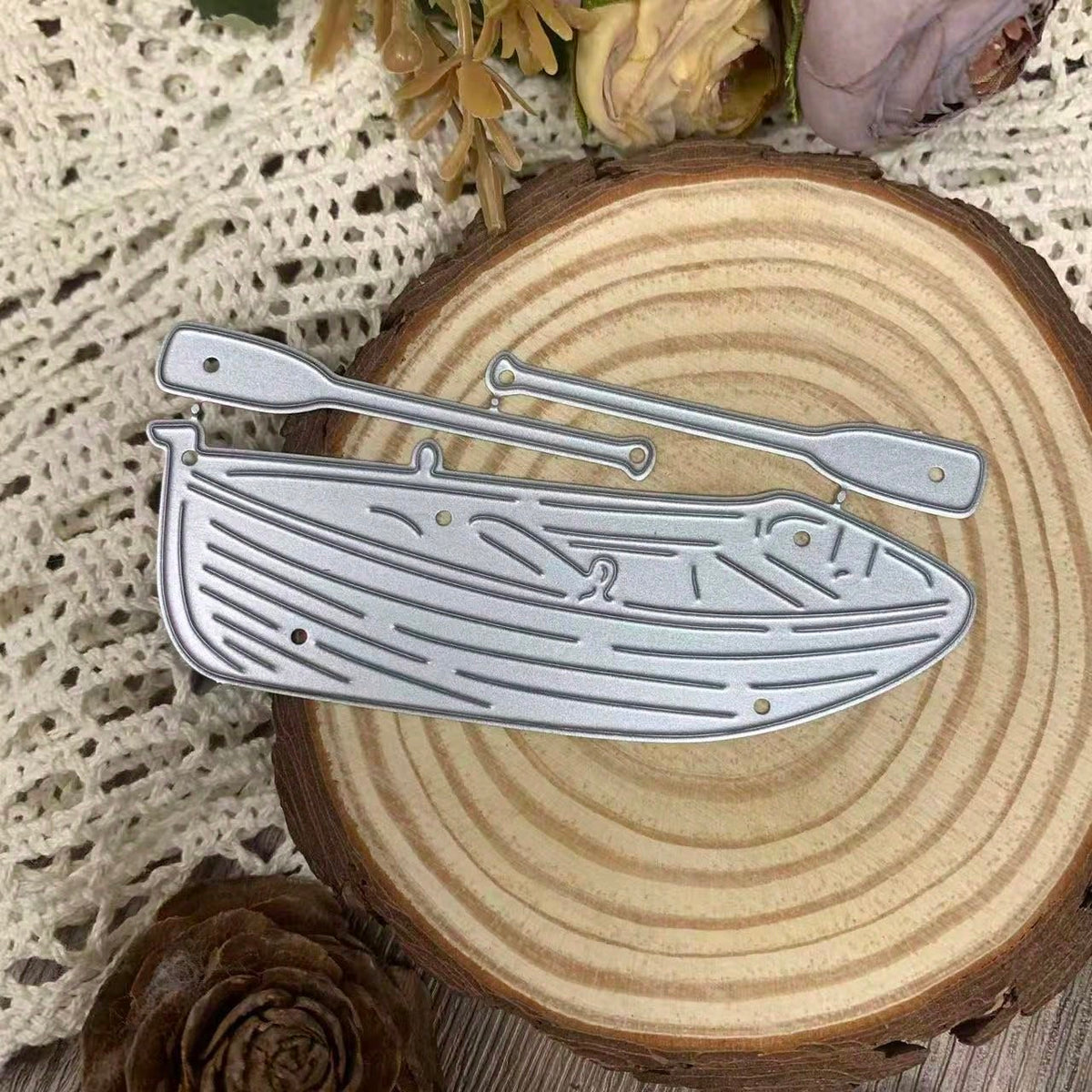 1pc Boat And Paddle Cutting Die, Boat And Paddle Die Cut, DIY Scrapbook Artist Metal Cutting Die Template, New Handmade Die, Suitable For Scrapbooking, Card Making, Embossing
