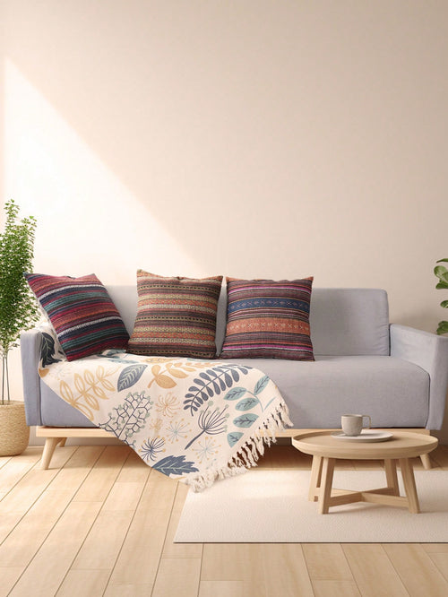 1pc Boho Style Throw Pillow Cover, 18in*18in, Modern Woven Home Decor Cushion Cover (Pillow Insert Not Included), For Sofa, Living Room, Bedroom