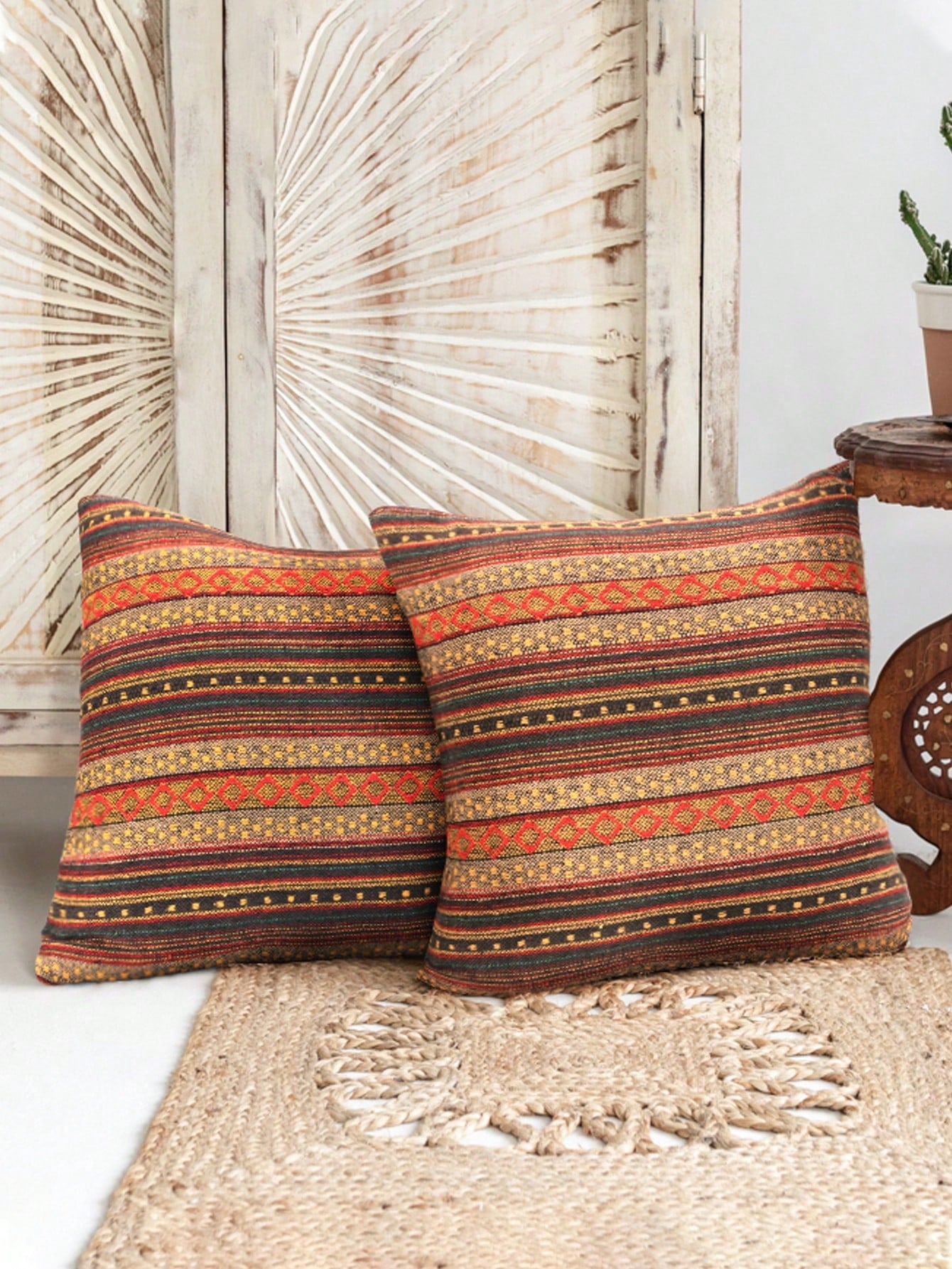 1pc Boho Style Throw Pillow Cover, 18in*18in, Modern Woven Home Decor Cushion Cover (Pillow Insert Not Included), For Sofa, Living Room, Bedroom