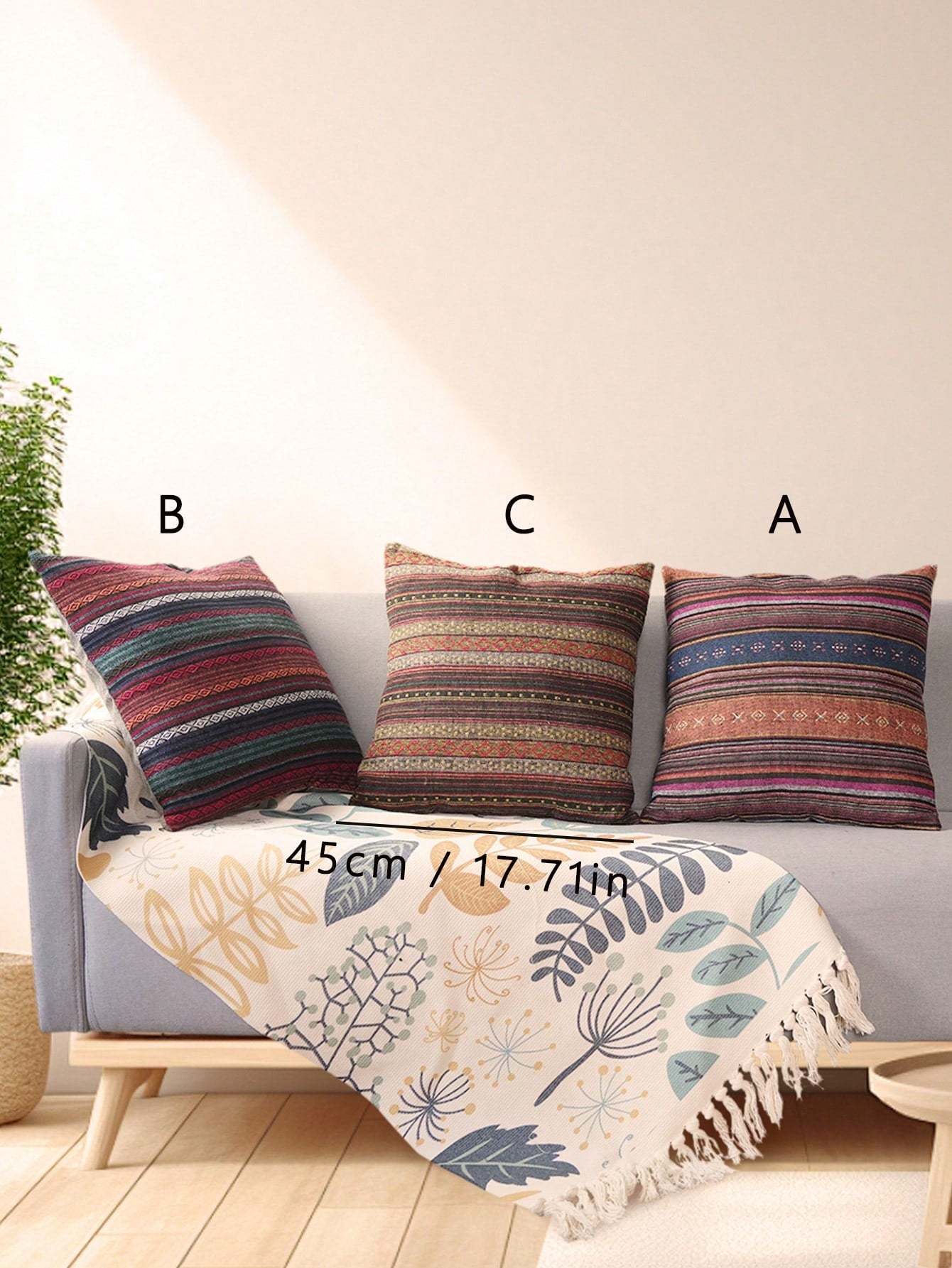 1pc Boho Style Throw Pillow Cover, 18in*18in, Modern Woven Home Decor Cushion Cover (Pillow Insert Not Included), For Sofa, Living Room, Bedroom