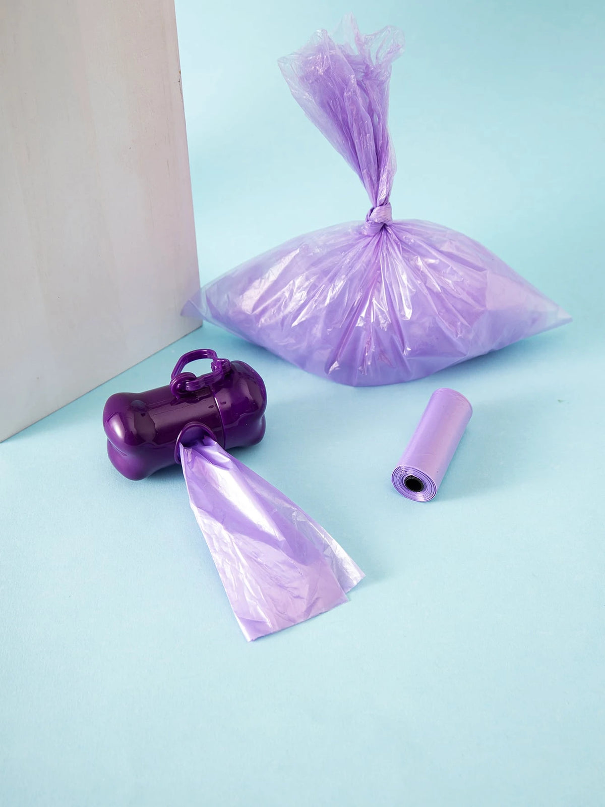 1pc Bone-Shaped Dog Waste Poop Scooper With 2 Rolls/30pcs Disposable Solid Color Dog Poop Bags, Portable Waste Bags For Outdoor Walking. (The Size Of The Bags Is 30x22cm When Opened.)