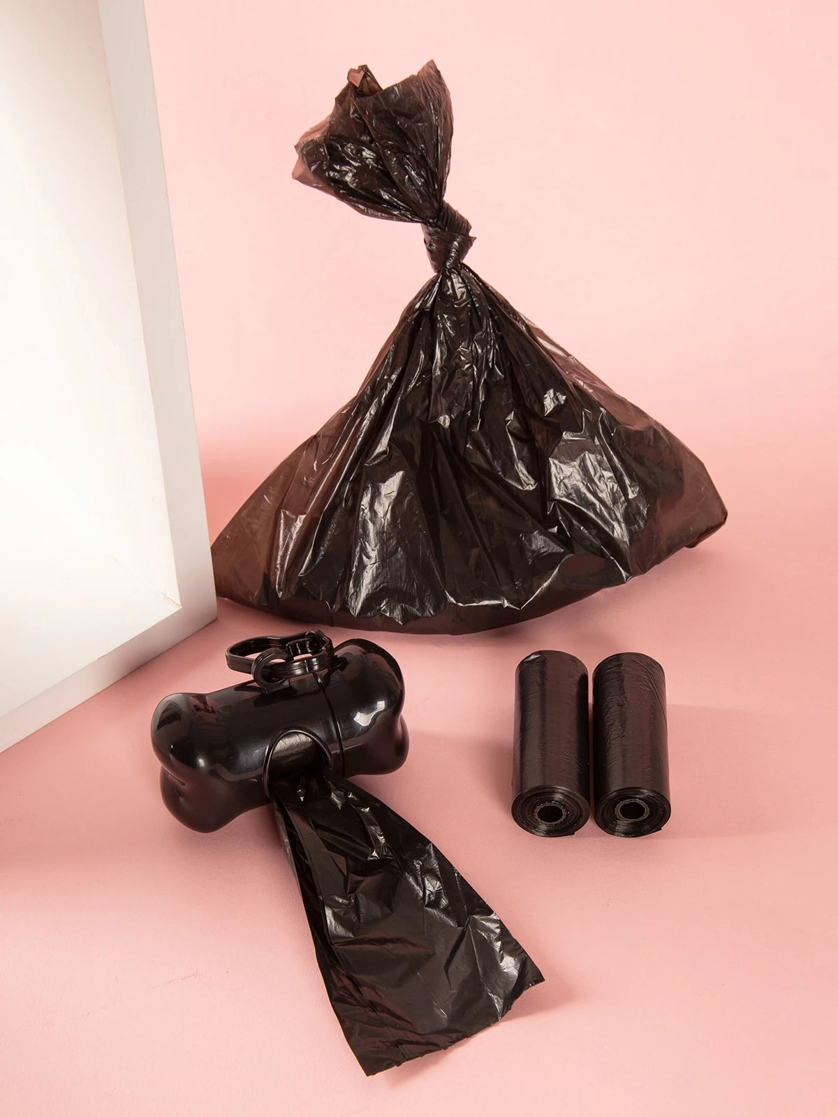 1pc Bone-Shaped Dog Waste Poop Scooper With 2 Rolls/30pcs Disposable Solid Color Dog Poop Bags, Portable Waste Bags For Outdoor Walking. (The Size Of The Bags Is 30x22cm When Opened.)