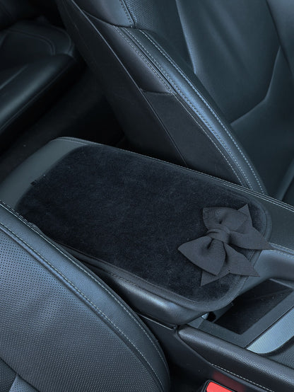 1pc Bowknot Decor Car Armrest Box Pad, Creative Non-Slip Center Console Seat Cover, Women's Car Accessories