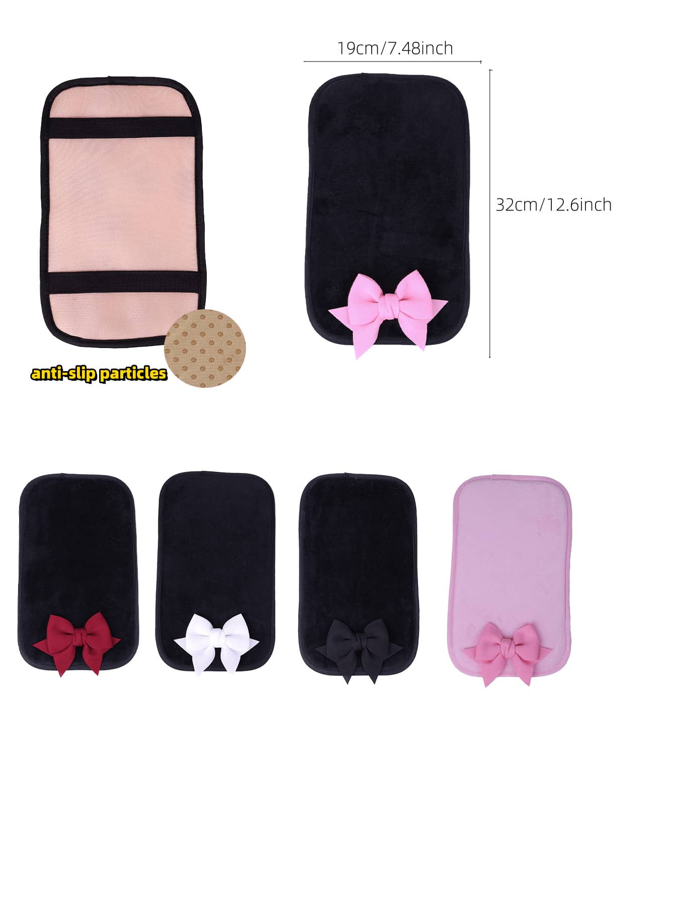 1pc Bowknot Decor Car Armrest Box Pad, Creative Non-Slip Center Console Seat Cover, Women's Car Accessories