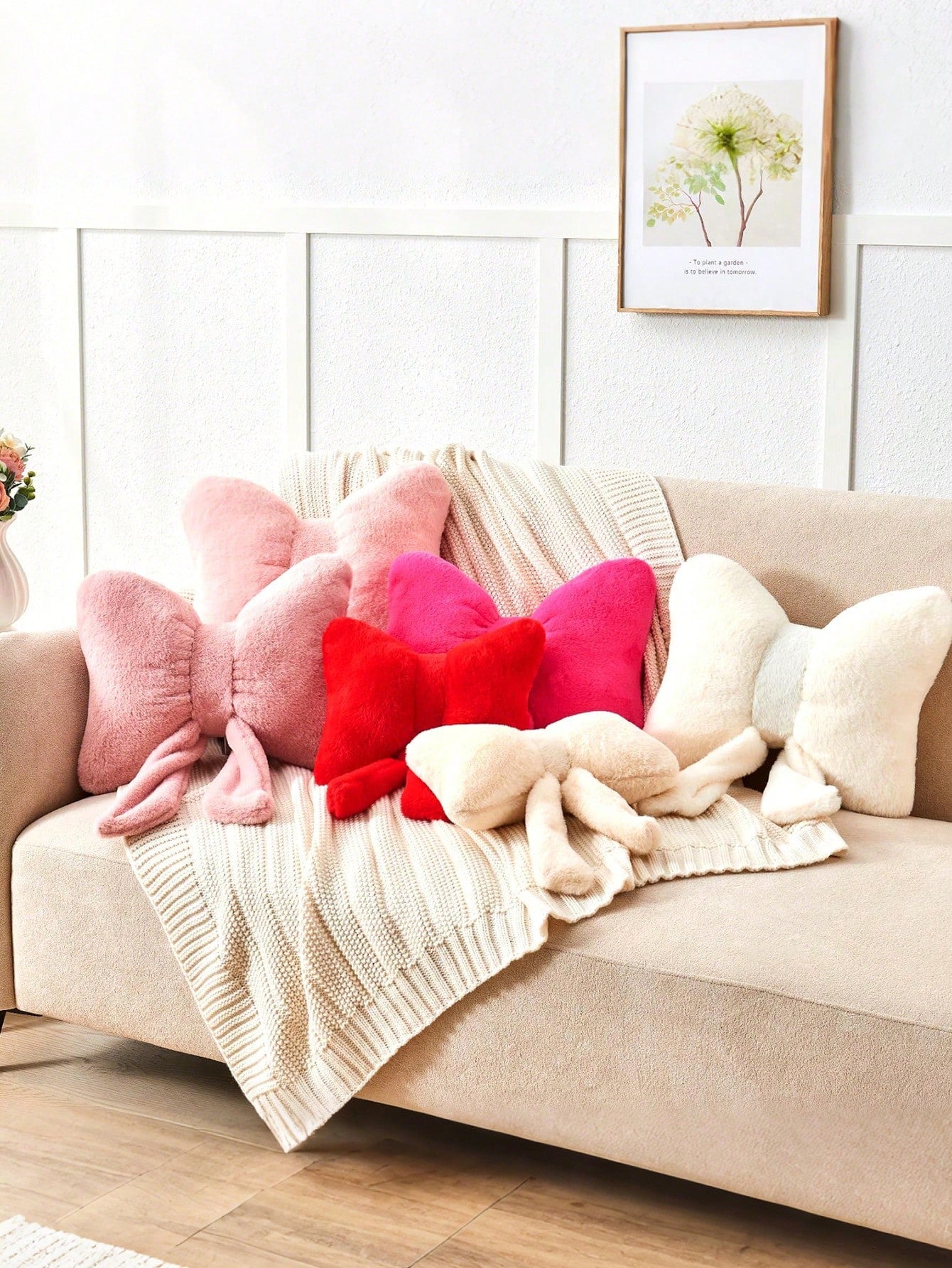 1pc Bowknot Home Decor Throw Pillow (Includes Pillow Insert), Soft And Comfortable All-Season Versatile Sofa Cushion Seat Pad, Suitable For Bedroom, Living Room, Sofa, Bed, Valentine's Day, Daily Gath