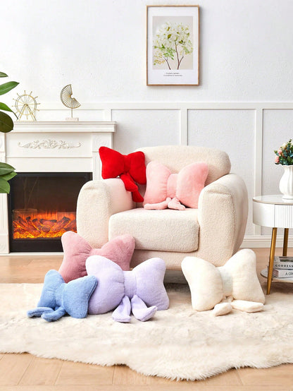 1pc Bowknot Home Decor Throw Pillow (Includes Pillow Insert), Soft And Comfortable All-Season Versatile Sofa Cushion Seat Pad, Suitable For Bedroom, Living Room, Sofa, Bed, Valentine's Day, Daily Gath