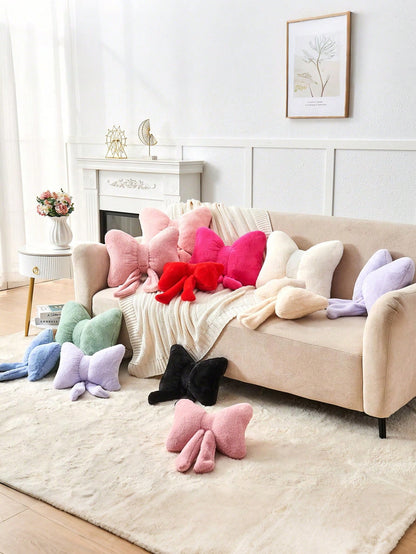 1pc Bowknot Home Decor Throw Pillow (Includes Pillow Insert), Soft And Comfortable All-Season Versatile Sofa Cushion Seat Pad, Suitable For Bedroom, Living Room, Sofa, Bed, Valentine's Day, Daily Gath