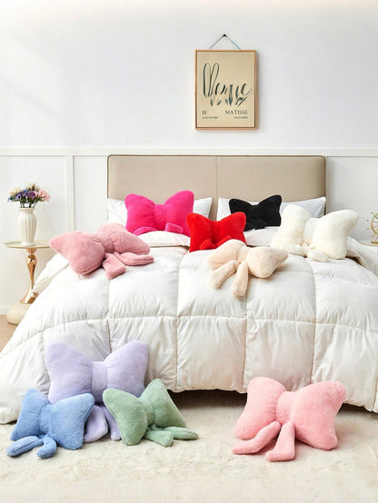 1pc Bowknot Home Decor Throw Pillow (Includes Pillow Insert), Soft And Comfortable All-Season Versatile Sofa Cushion Seat Pad, Suitable For Bedroom, Living Room, Sofa, Bed, Valentine's Day, Daily Gath