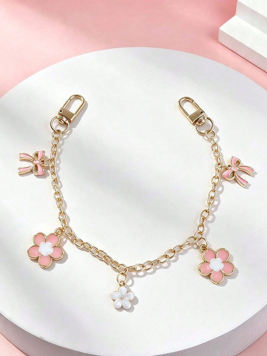 1pc Bowknot Pattern Handbag Chain Accessory, Pink Bowknot Pendant Handbag Extension Chain, Decorative And Replaceable Metal Bag Chain, Fashion Pendant, Beach Vacation Style, Bowknot Y2K Kawaii Keychai