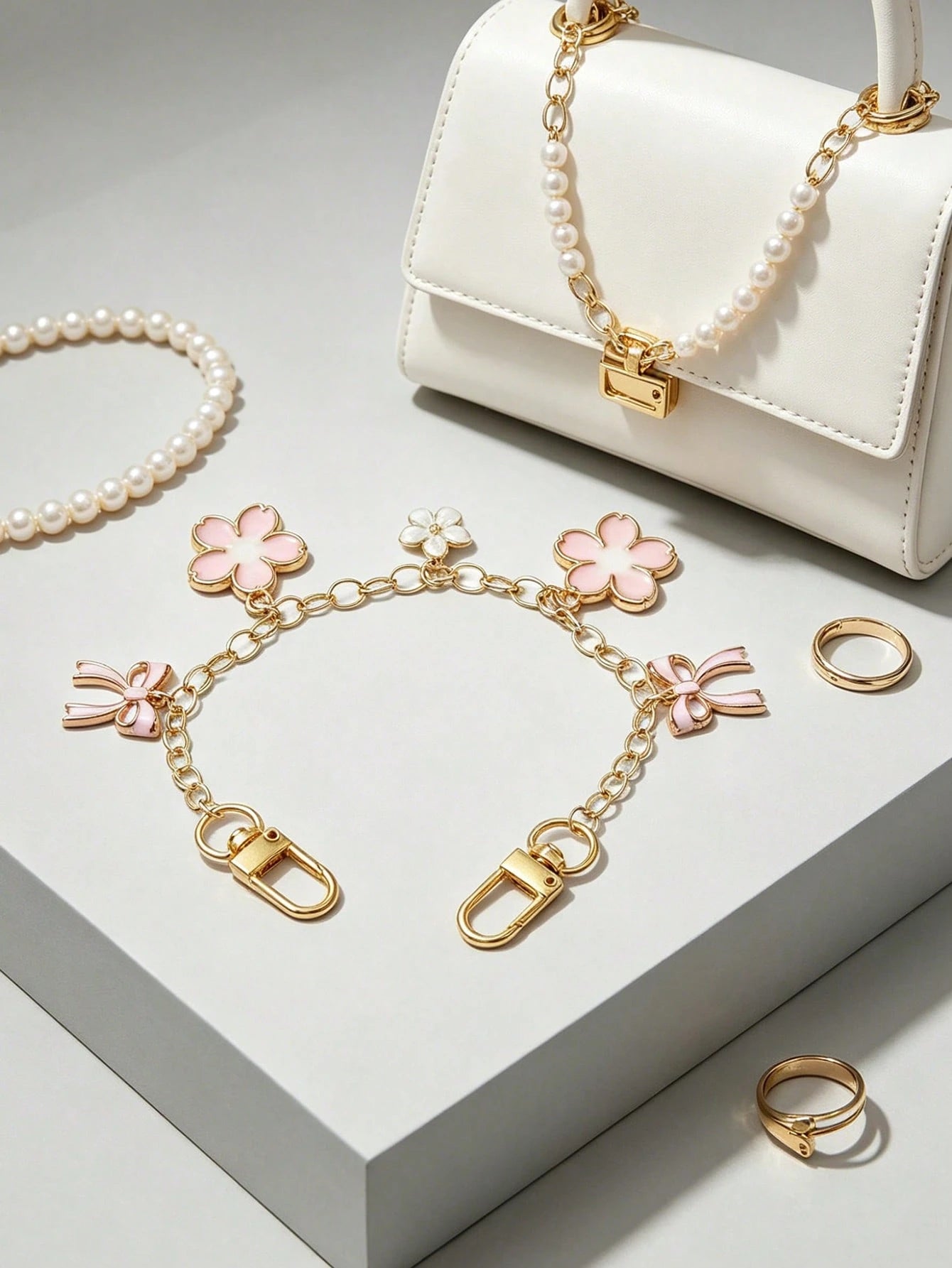 1pc Bowknot Pattern Handbag Chain Accessory, Pink Bowknot Pendant Handbag Extension Chain, Decorative And Replaceable Metal Bag Chain, Fashion Pendant, Beach Vacation Style, Bowknot Y2K Kawaii Keychai
