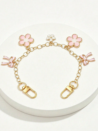 1pc Bowknot Pattern Handbag Chain Accessory, Pink Bowknot Pendant Handbag Extension Chain, Decorative And Replaceable Metal Bag Chain, Fashion Pendant, Beach Vacation Style, Bowknot Y2K Kawaii Keychai