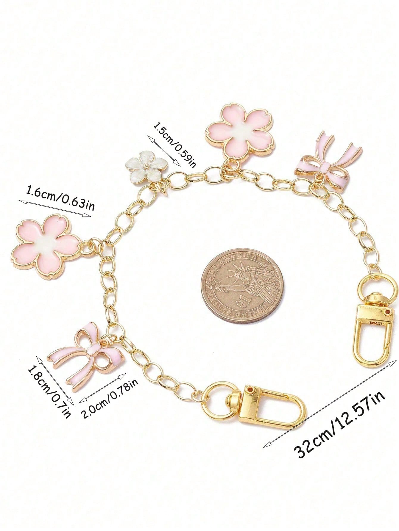 1pc Bowknot Pattern Handbag Chain Accessory, Pink Bowknot Pendant Handbag Extension Chain, Decorative And Replaceable Metal Bag Chain, Fashion Pendant, Beach Vacation Style, Bowknot Y2K Kawaii Keychai