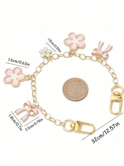 1pc Bowknot Pattern Handbag Chain Accessory, Pink Bowknot Pendant Handbag Extension Chain, Decorative And Replaceable Metal Bag Chain, Fashion Pendant, Beach Vacation Style, Bowknot Y2K Kawaii Keychai