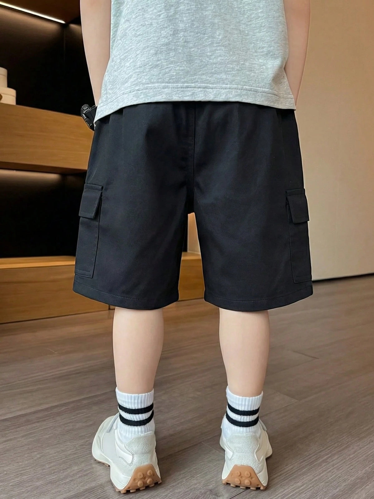 1pc Boys' Fashionable Street Style Casual Comfortable Versatile Durable Straight Leg Cargo Shorts With Large Pockets, Suitable For Commuting, School, Vacation And Daily Wear, Spring/Summer/Autumn