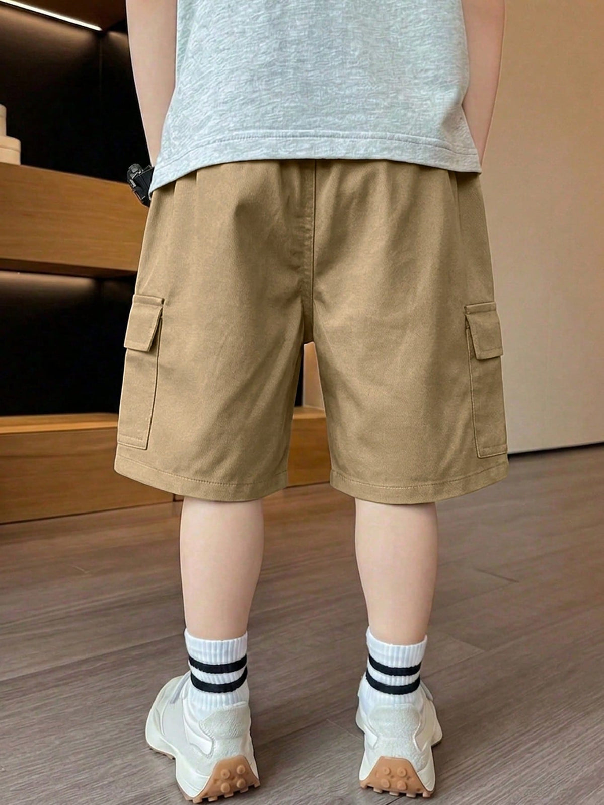 1pc Boys' Fashionable Street Style Casual Comfortable Versatile Durable Straight Leg Cargo Shorts With Large Pockets, Suitable For Commuting, School, Vacation And Daily Wear, Spring/Summer/Autumn