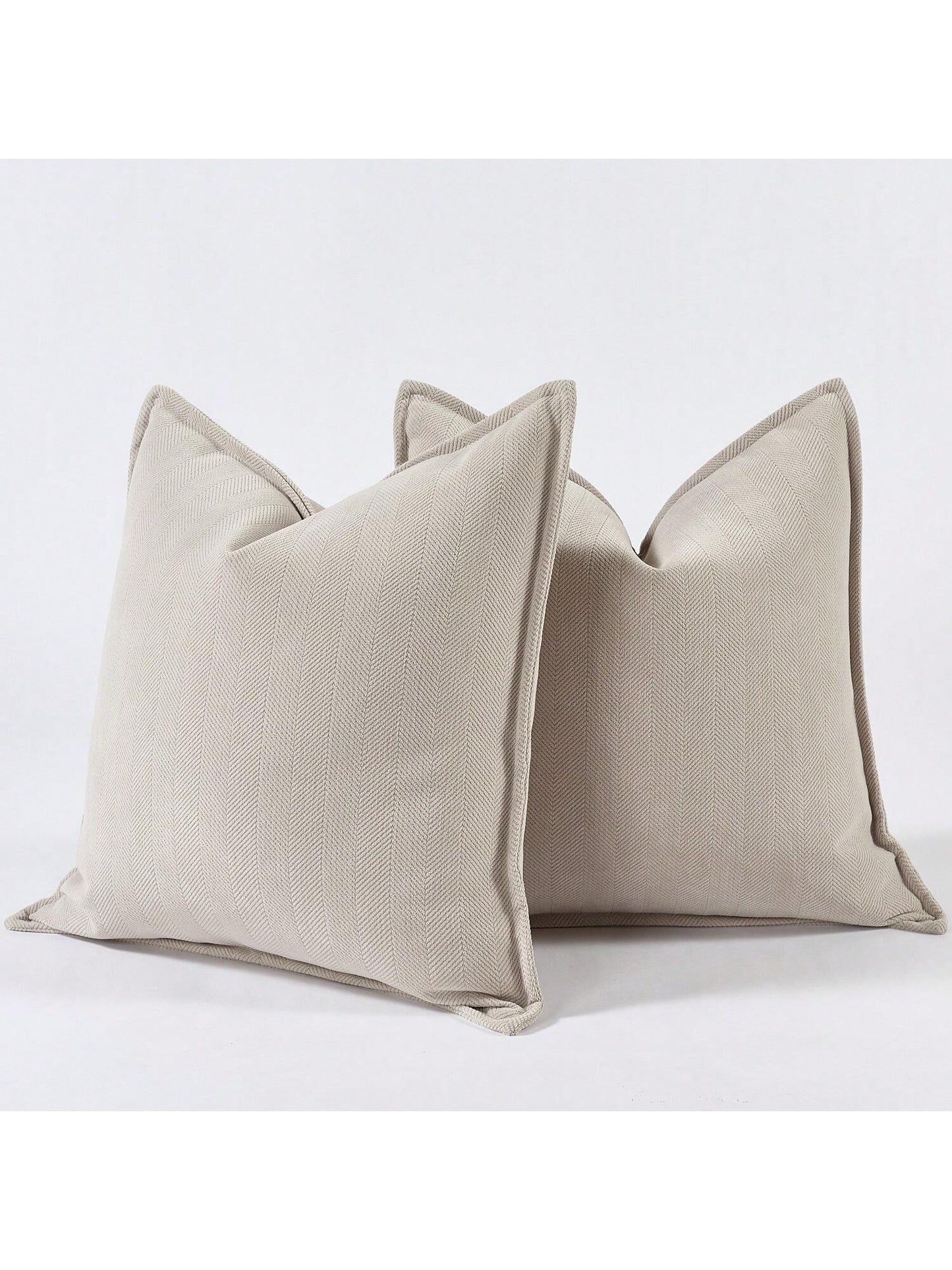 1pc Camel Herringbone Piped Cushion Cover, Modern Luxurious Soft Chenille Piped Decorative Pillow Sham, Suitable For Sofa, Bed, Bedroom, Office, Hotel, All Season