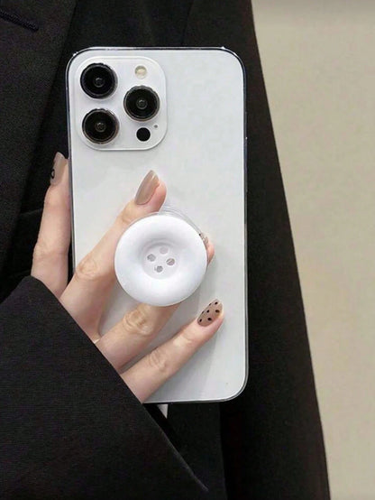 1pc Candy Color Button Air Cushion Phone Stand, Adhesive Retractable Slouchy Desktop Phone Holder, Collapsible Phone Stand