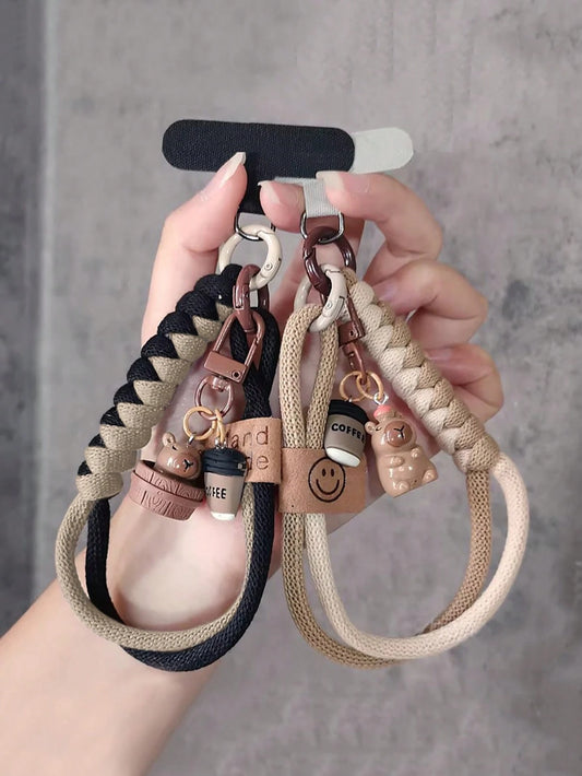 1pc Capybara Pendant Phone Lanyard Wrist Strap, Cartoon Cute Braided Rope For Outdoor Travel Climbing, Anti-Lost Anti-Theft Phone Holder Strap With Clip Compatible With Android And Most Smartphone,Gif