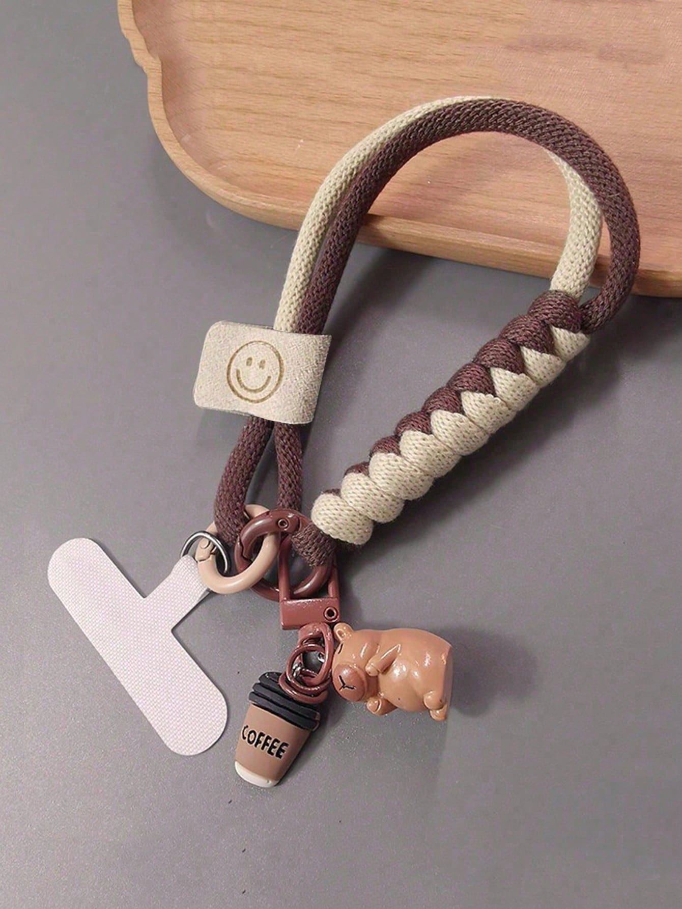 1pc Capybara Pendant Phone Lanyard Wrist Strap, Cartoon Cute Braided Rope For Outdoor Travel Climbing, Anti-Lost Anti-Theft Phone Holder Strap With Clip Compatible With Android And Most Smartphone,Gif