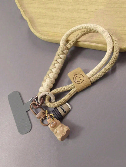 1pc Capybara Pendant Phone Lanyard Wrist Strap, Cartoon Cute Braided Rope For Outdoor Travel Climbing, Anti-Lost Anti-Theft Phone Holder Strap With Clip Compatible With Android And Most Smartphone,Gif
