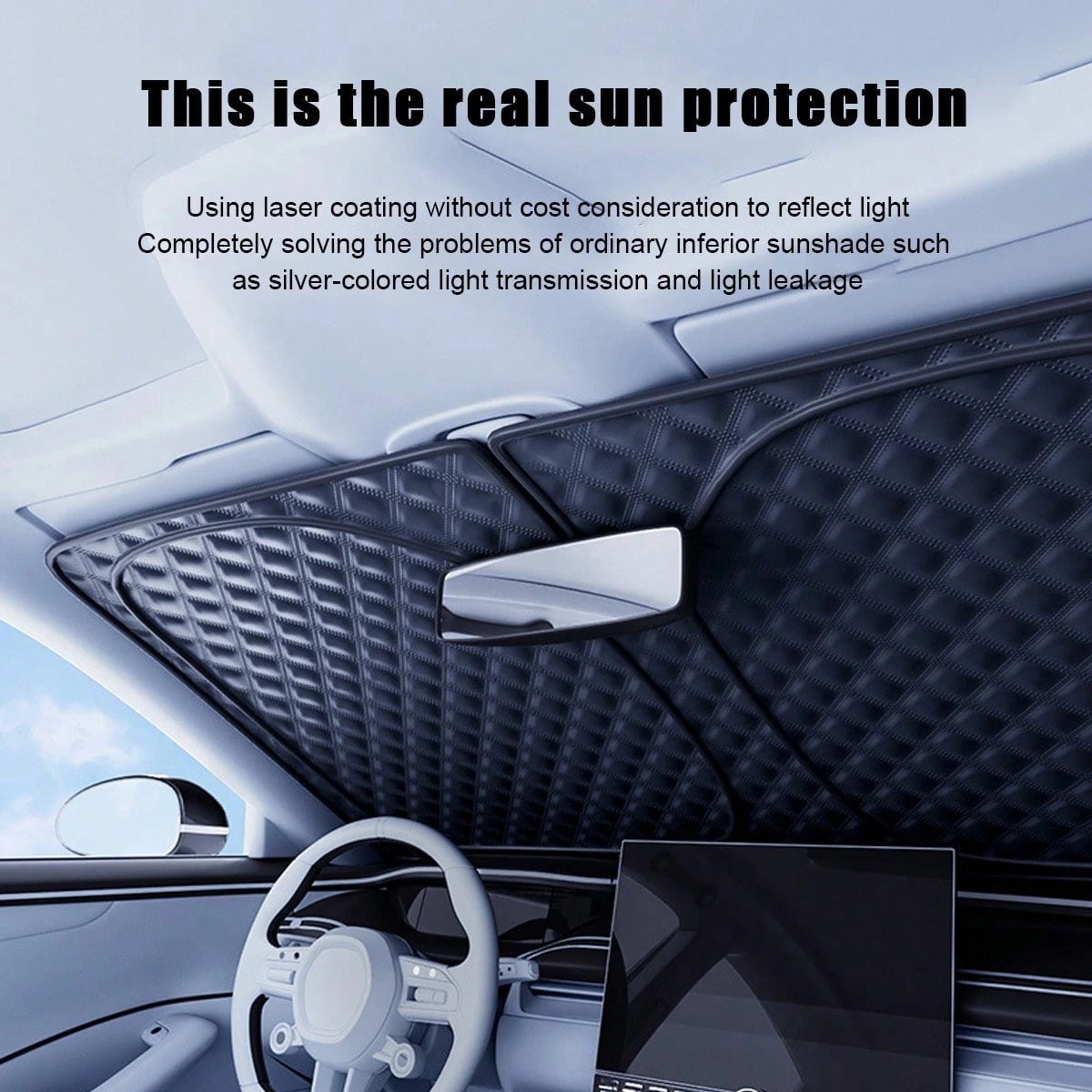 1pc Car Front Windshield Sun Shade, Heat Insulating Sun Curtain, Laser Light-Blocking Sunshade For Car Interior