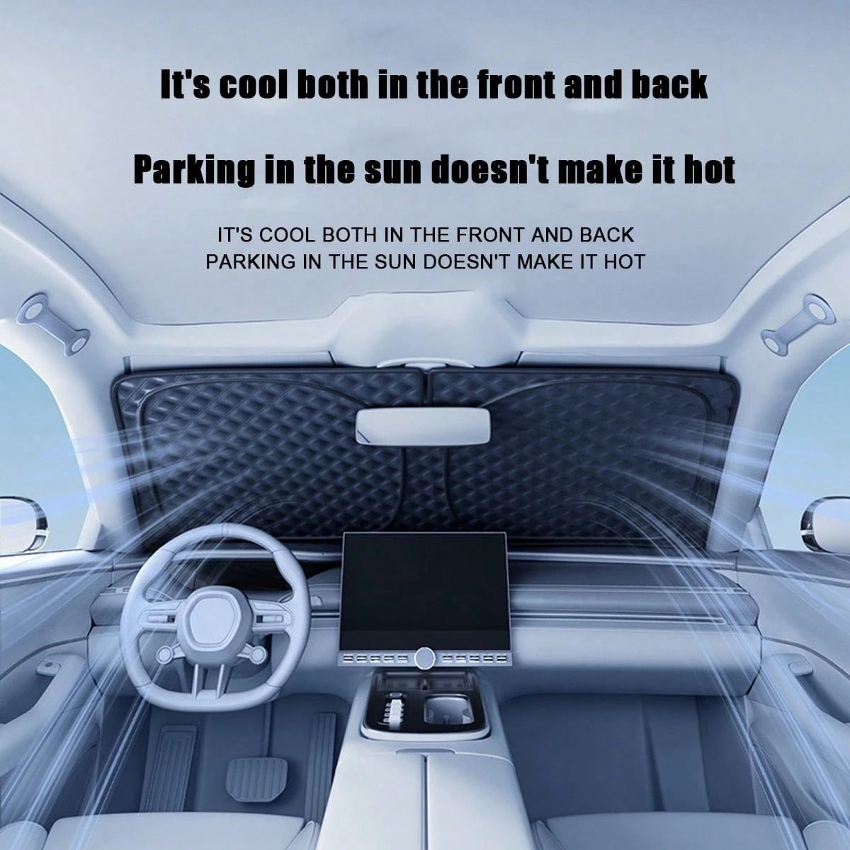 1pc Car Front Windshield Sun Shade, Heat Insulating Sun Curtain, Laser Light-Blocking Sunshade For Car Interior
